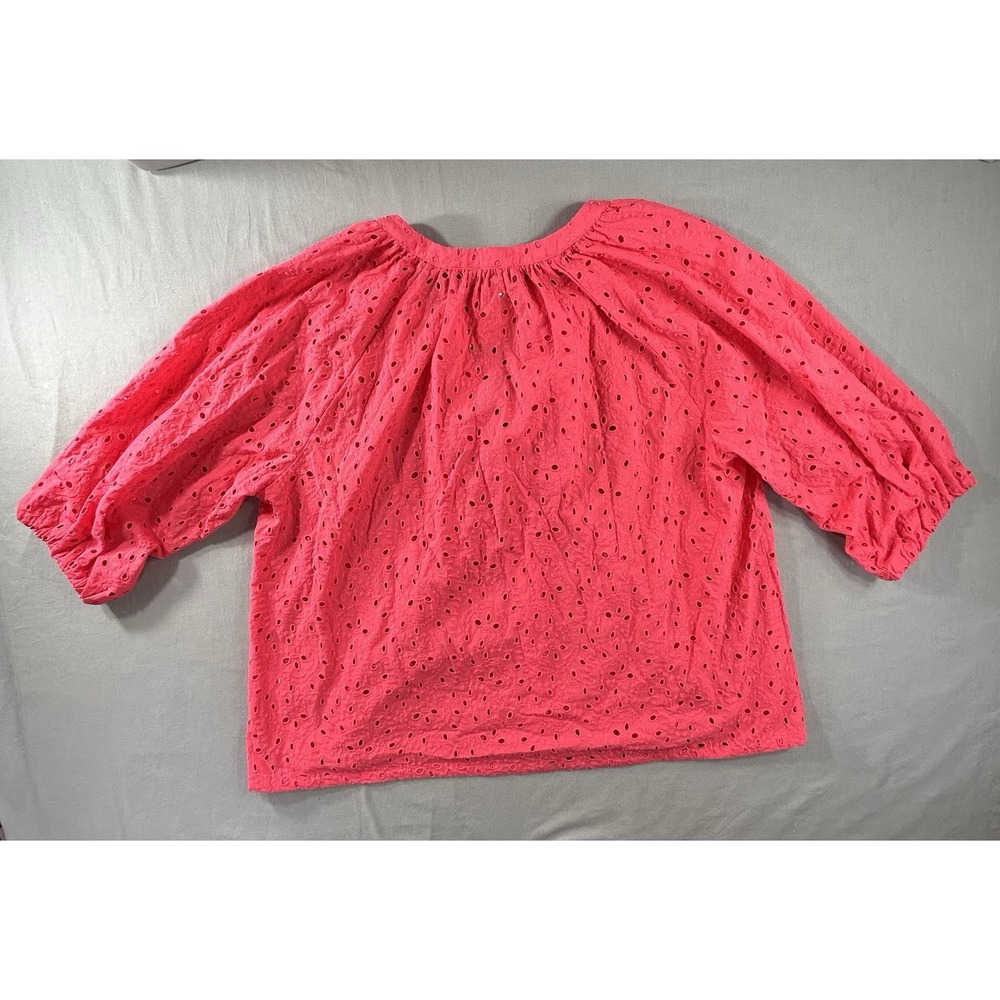Calypso St. Barth eyelet blouse in a vibrant hot pink 1X Resort Vacation Beach‎ - Picture 7 of 8
